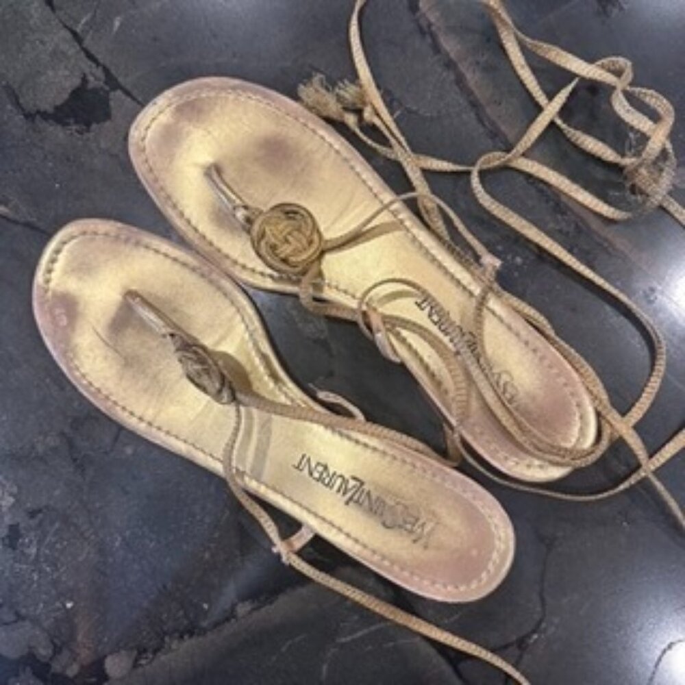 Very Worn YSL Lace-Up Sandals
